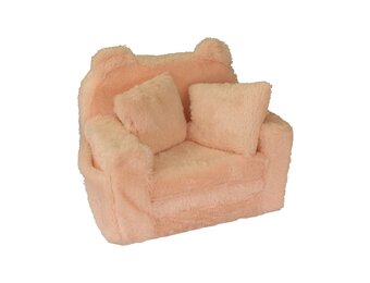 Kinderfauteuil - slaapbankje - pluche - 51x40x41cm - crème