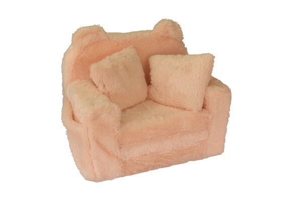 Kinderfauteuil - slaapbankje - pluche - 51x40x41cm - crème