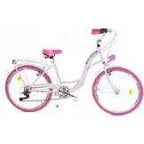 Meisjesfiets - 24 inch fiets - stadsfiets - wit roze