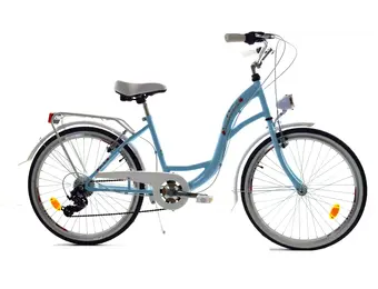 Meisjesfiets - 24 inch fiets - 6 versnellingen - blauw wit