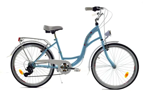 Meisjesfiets - 24 inch fiets - 6 versnellingen - blauw wit