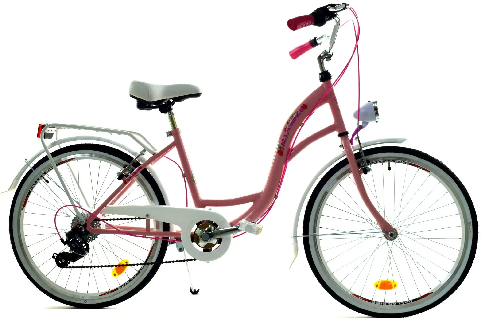 Meisjesfiets - 24 inch fiets - 6 versnellingen - roze wit
