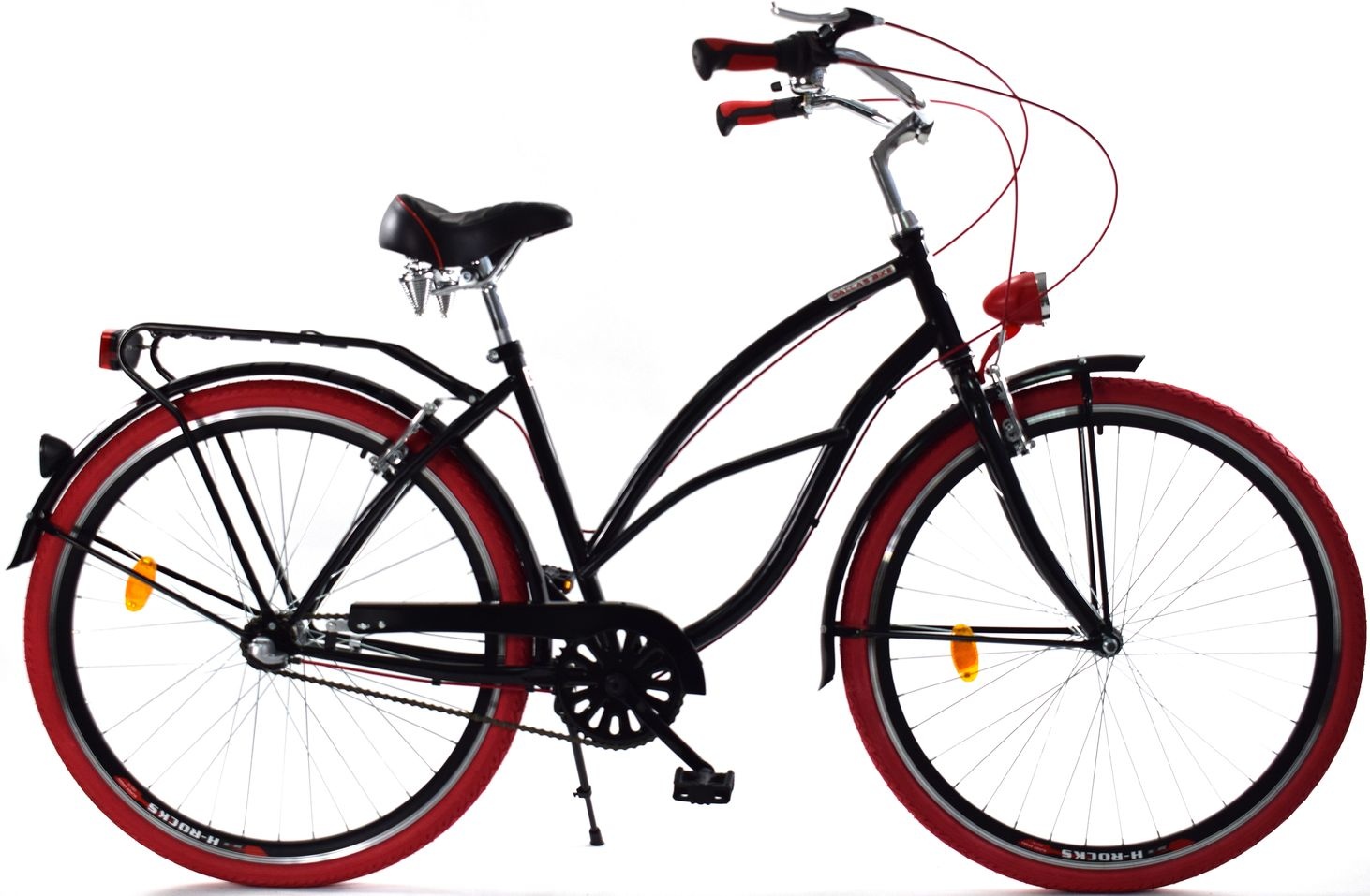 Meisjesfiets - cruiser - 26" - 3 versnellingen - zwart rood
