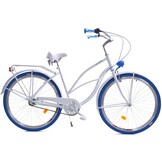 Damesfiets - beach cruiser - 28" - 3 versnellingen - wit blauw