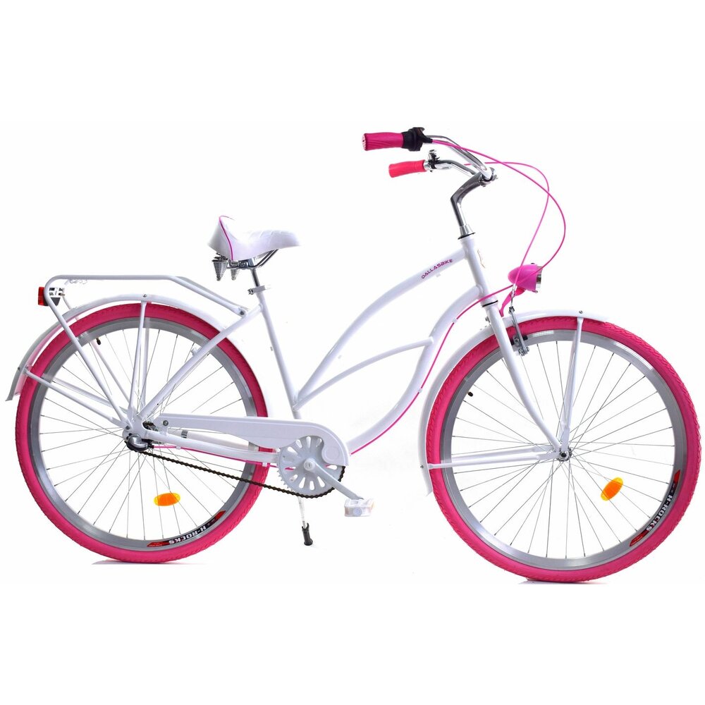 Damesfiets 28 kopen Beach Cruiser wit roze Vikingchoice
