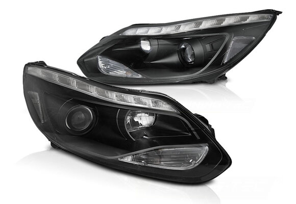 Koplampen - FORD FOCUS MK3 11- 10.14 - LED - zwart