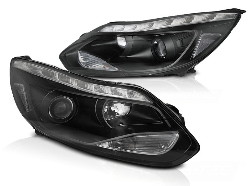 Koplampen - FORD FOCUS MK3 11- 10.14 - LED - zwart