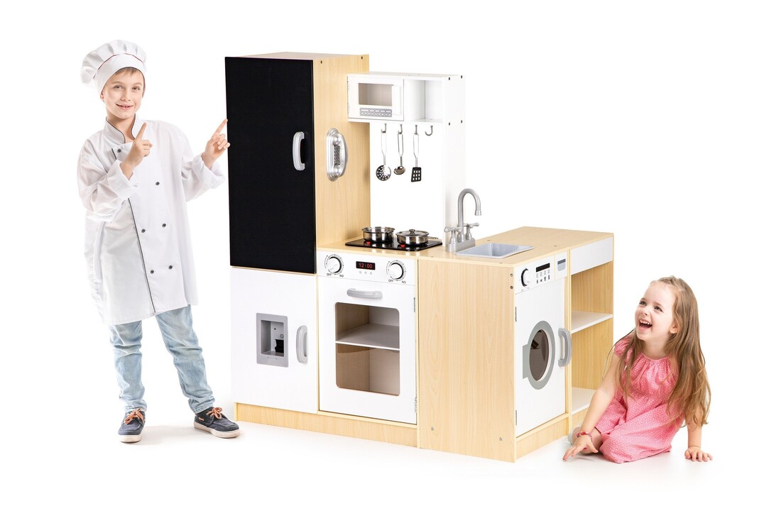 Kinderkeuken - speelgoed keuken - hout - 127x29,5x106 cm - wit