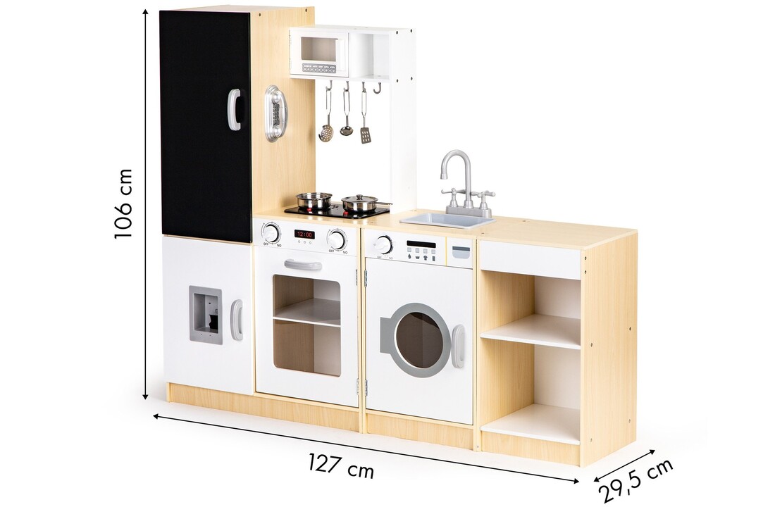 Kinderkeuken - speelgoed keuken - hout - 127x29,5x106 cm - wit