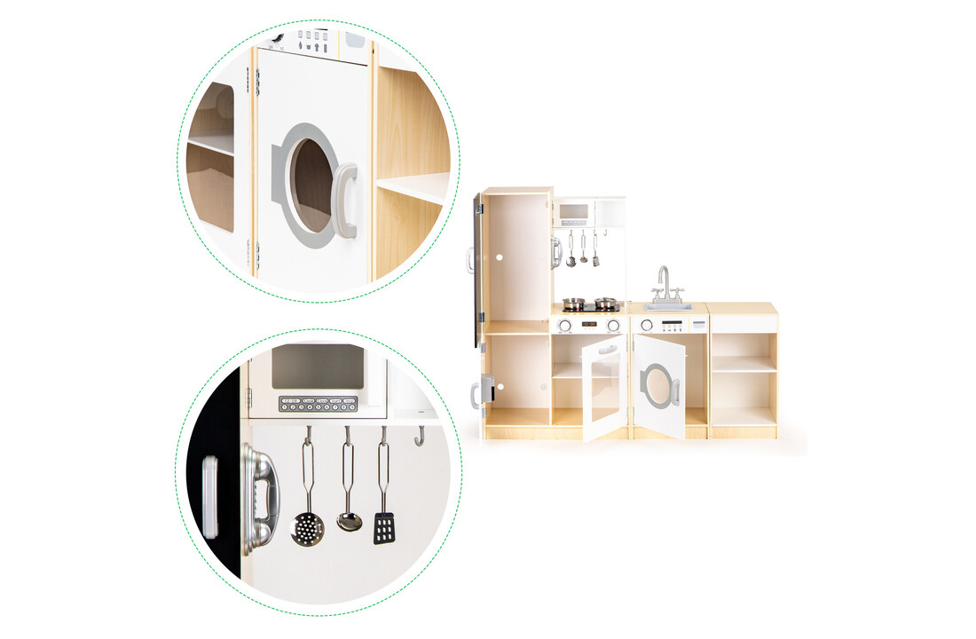 Kinderkeuken - speelgoed keuken - hout - 127x29,5x106 cm - wit