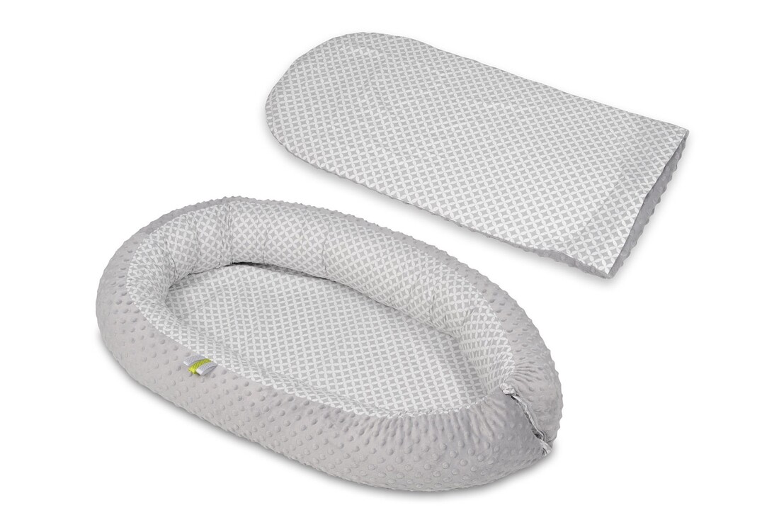 Babynest - baby nestje - 0-8 maanden - 82x54cm - grijze diamanten – grijs