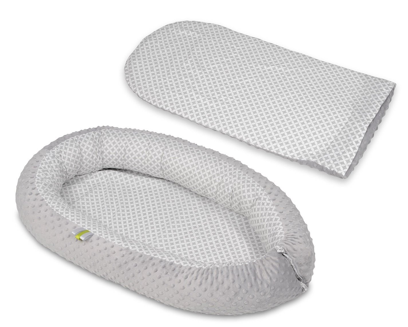 Babynestje - babynest - 82x54cm - diamant patroon - grijs