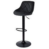 Barkruk met rugleuning - barstoel - 54-75cm - velvet - zwart