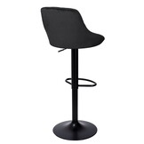 Barkruk met rugleuning - barstoel - 54-75cm - velvet - zwart