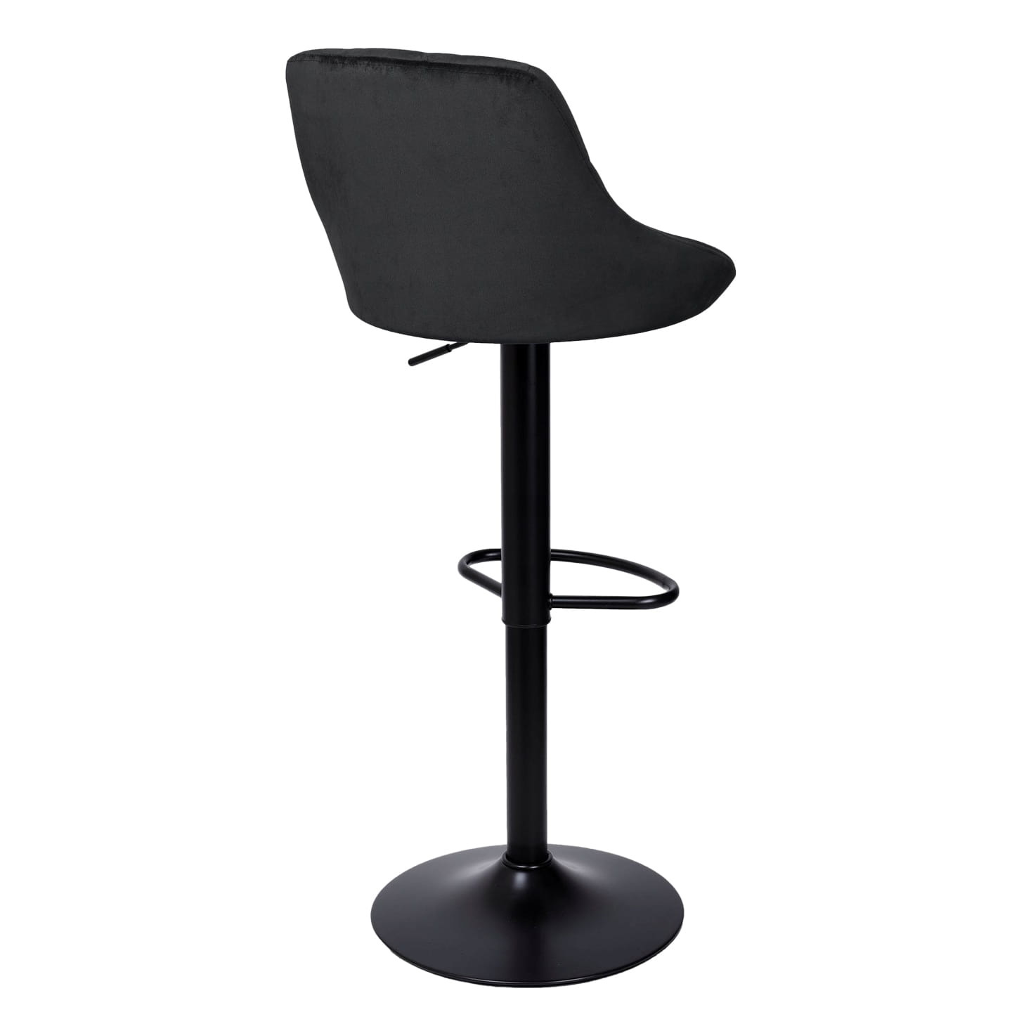 Barkruk met rugleuning - barstoel - 54-75cm - velvet - zwart