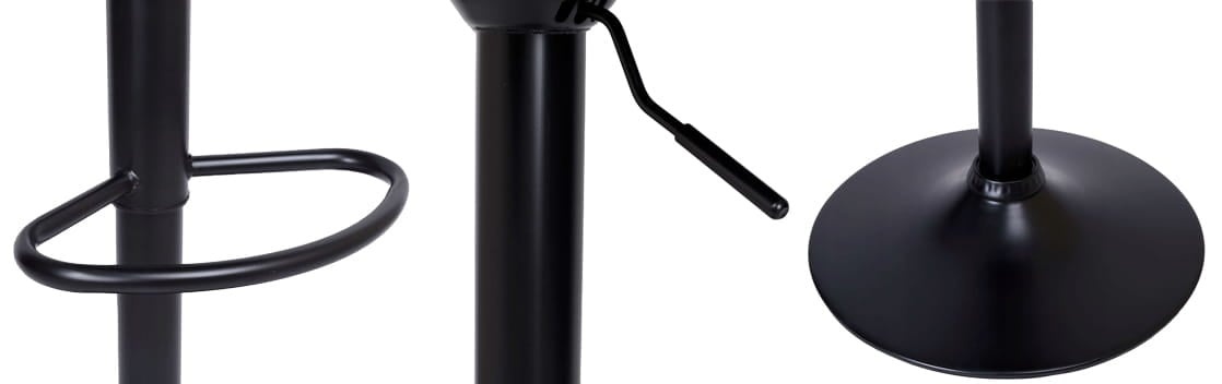 Barkruk met rugleuning - barstoel - 54-75cm - velvet - zwart