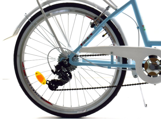 Meisjesfiets - 24 inch fiets - 6 versnellingen - blauw wit