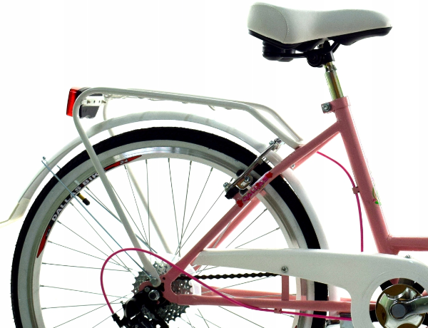 Meisjesfiets - 24 inch fiets - 6 versnellingen - roze wit