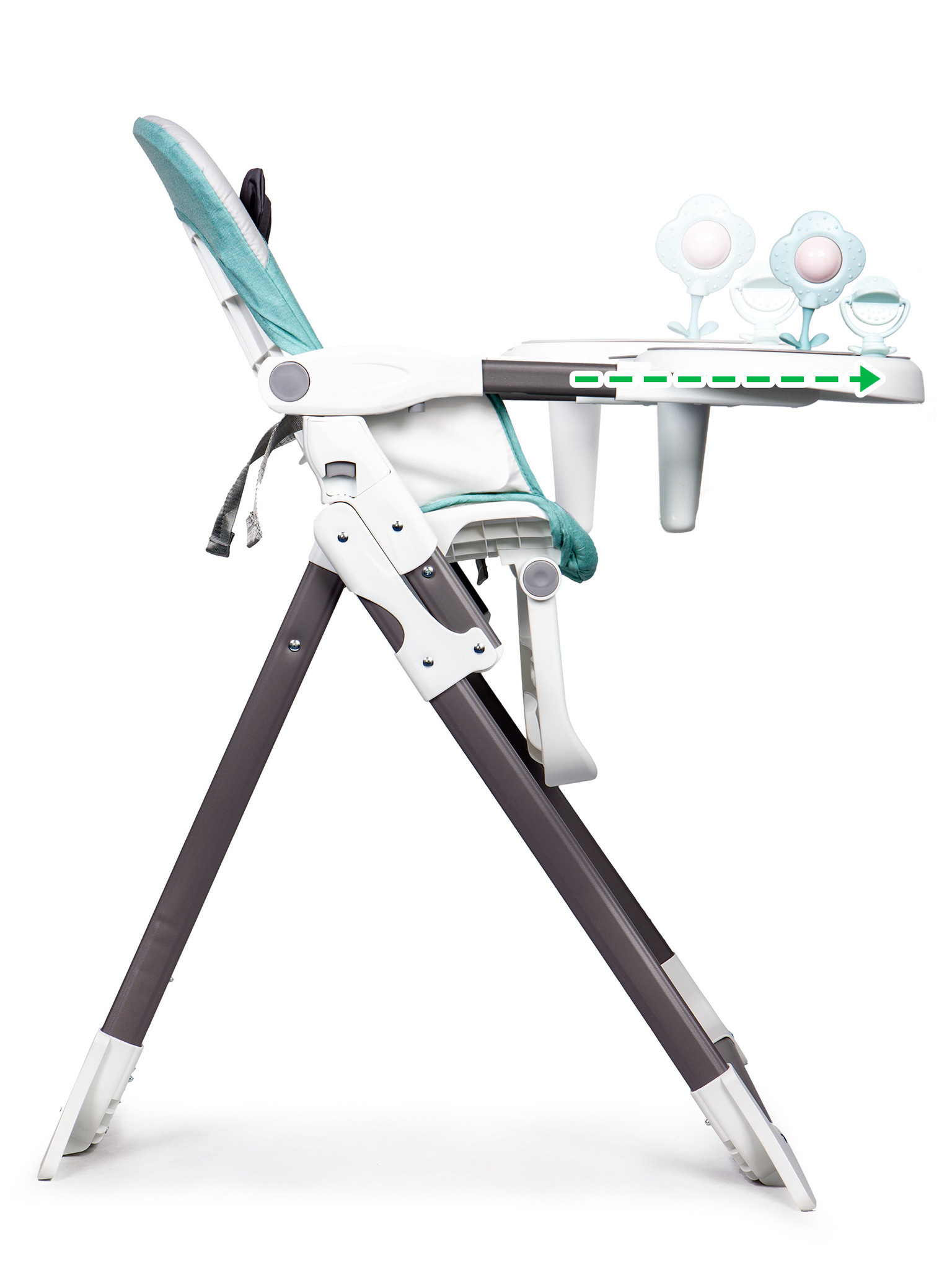 Kinderstoel - eetstoel baby - inklapbaar - 48x68x94 cm - mint