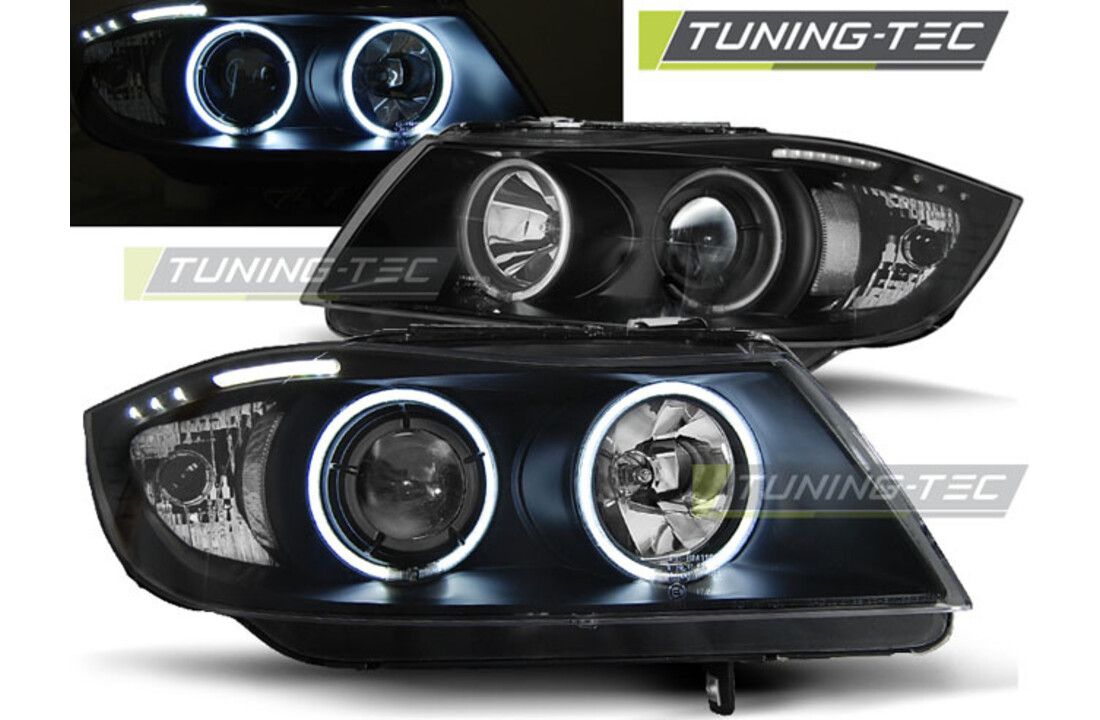 Koplampen dual halo rims geschikt voor BMW E90/E91 03 05-08 08 angel eyes - zwart