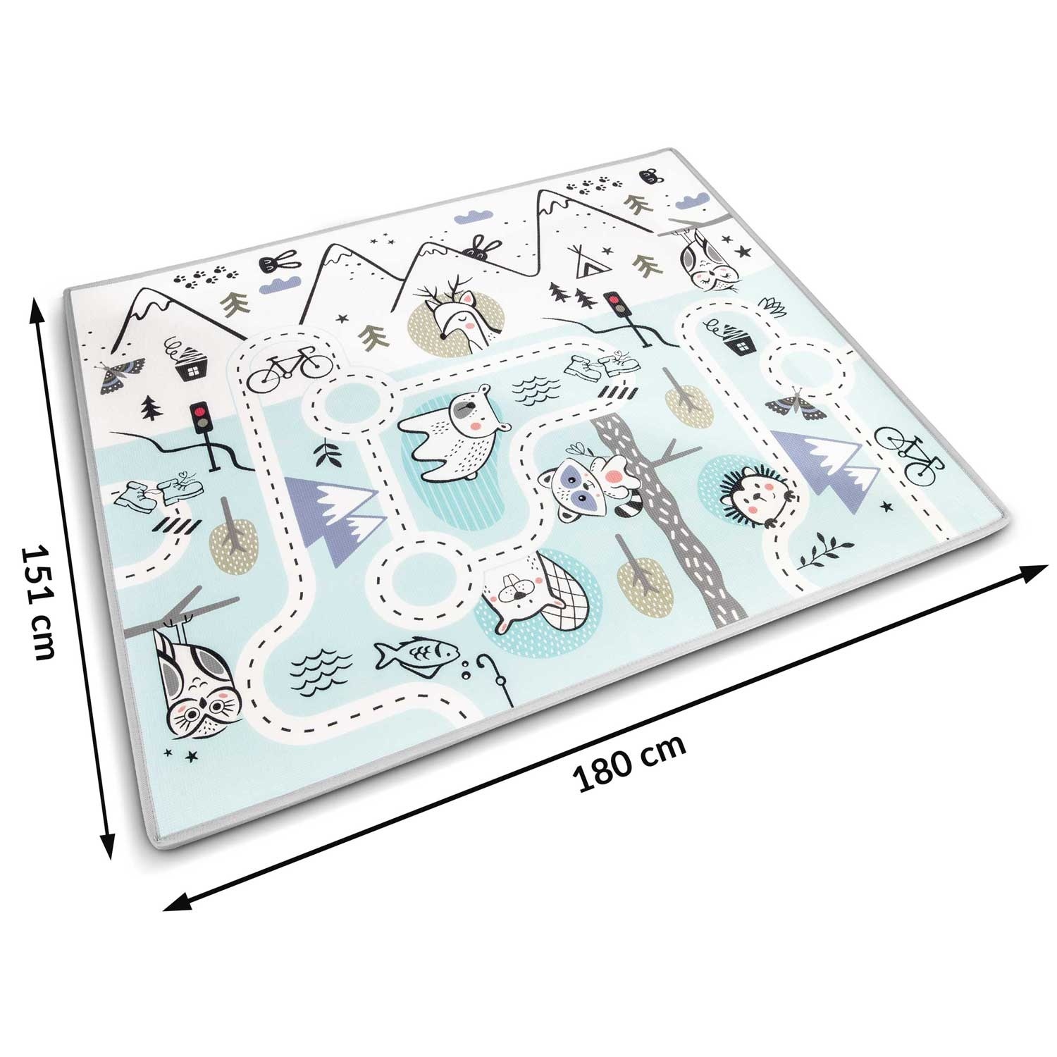 Speelmat baby -180x150x1,5 cm - dubbelzijdig - oprolbaar
