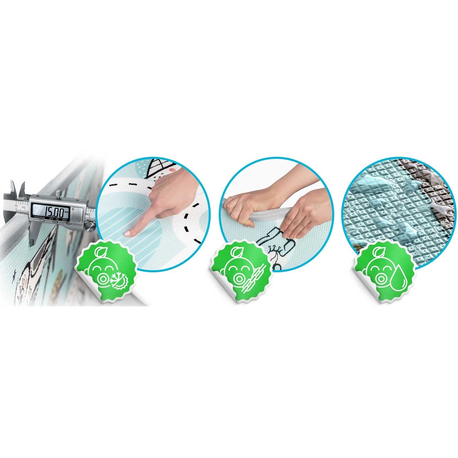 Speelmat baby -180x150x1,5 cm - dubbelzijdig - oprolbaar