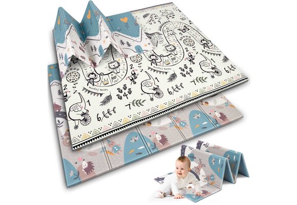 Speelmat baby - foam - opvouwbaar - 200x180x1cm - dubbelzijdig