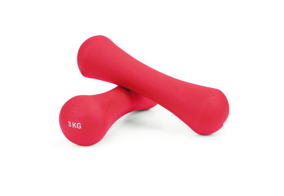 Dumbells - gewichten set 6kg - 2x 3 kg - neopreen - donkerroze