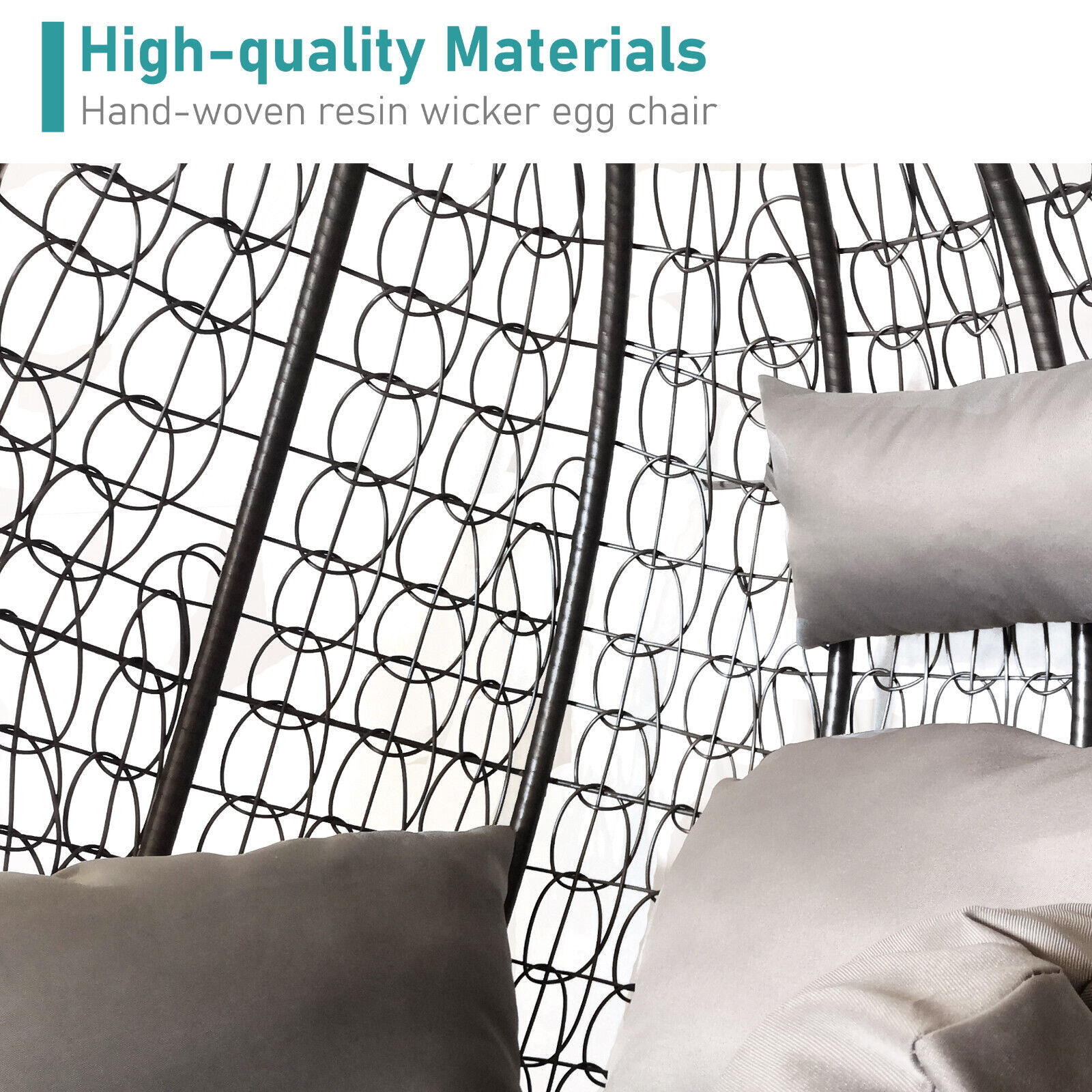 Hangstoel - ei stoel - grijs met zwarte standaard - tot 125 kg