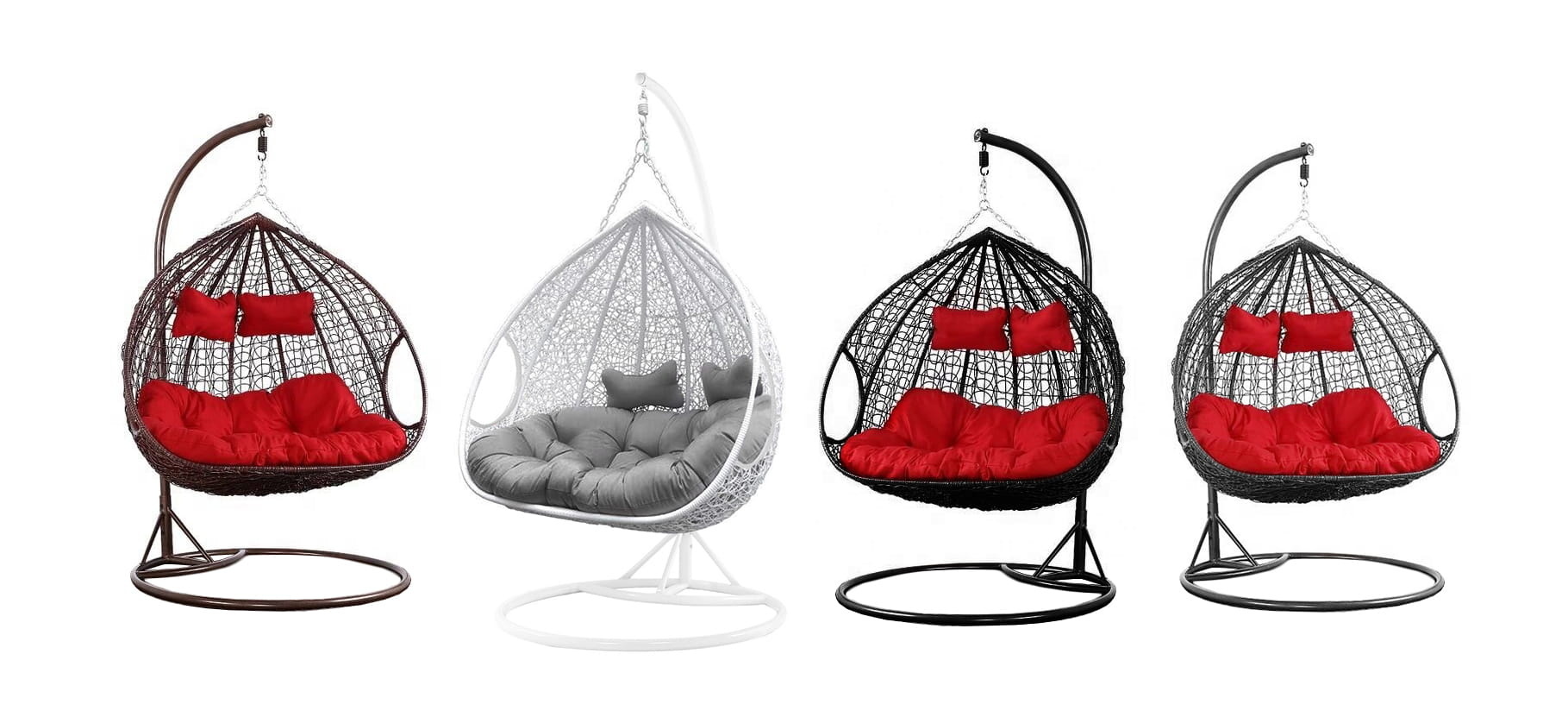 Hangstoel buiten - 2 personen - met frame - zwart rood