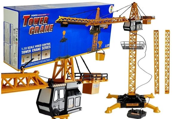 Hijskraan speelgoed -  bestuurbaar - 182cm – schaal 1:18 - geel