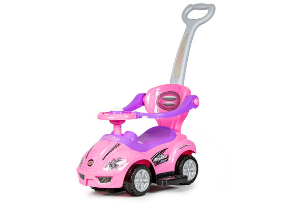 Loopauto met duwstang - meegroei - 60x43x85 cm - roze
