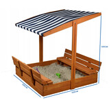 Zandbak met dak - speelgoed - en grondzeil - 120x120x120 cm