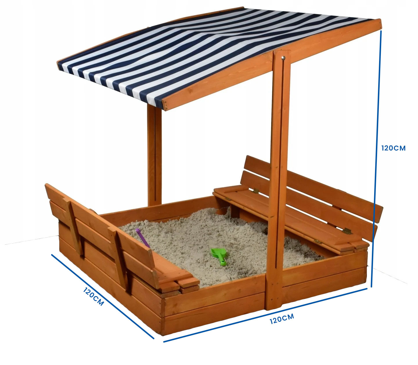 Zandbak met dak - speelgoed - en grondzeil - 120x120x120 cm