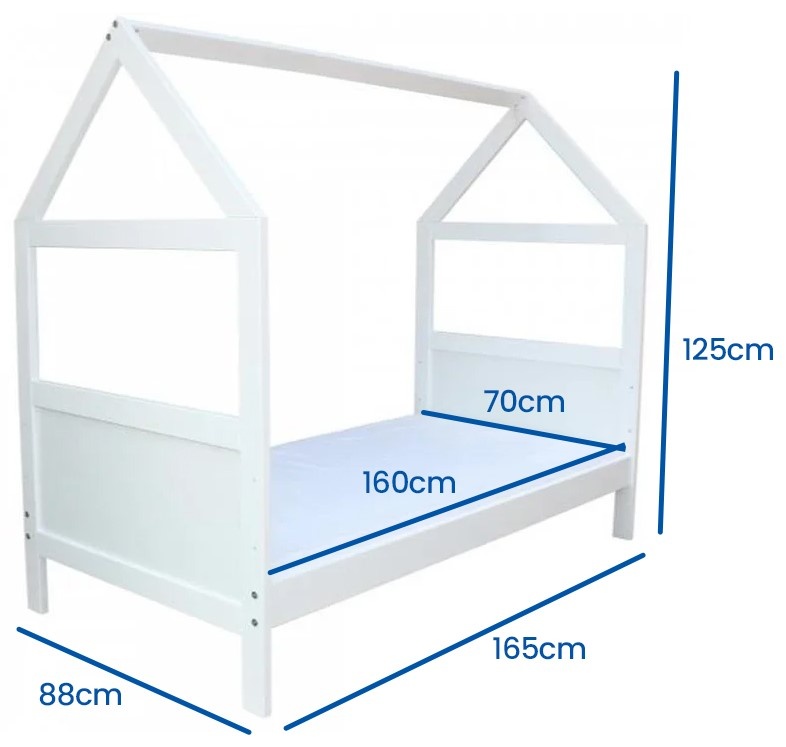 Huisbed - peuterbed - vurenhout 160x70cm