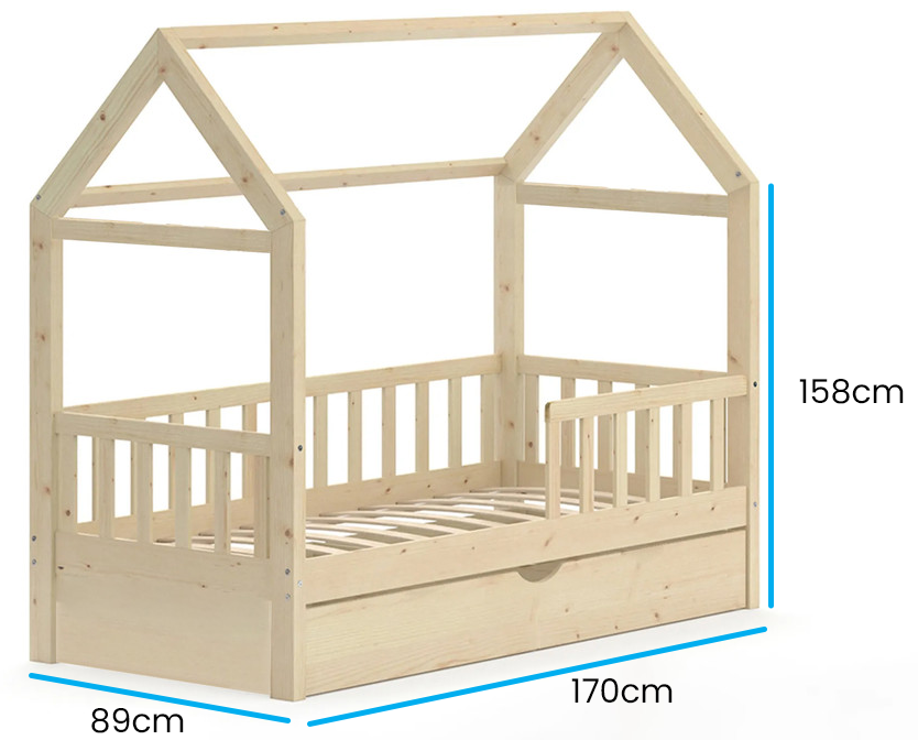 Huisbed 80x160 cm grenen kinderbed met lade
