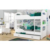 Kinder stapelbed wit - met dubbele matras - 190 x 80 cm