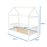Huisbed huisje| Kinderbed| Hout | met hek | 160 x 80 cm