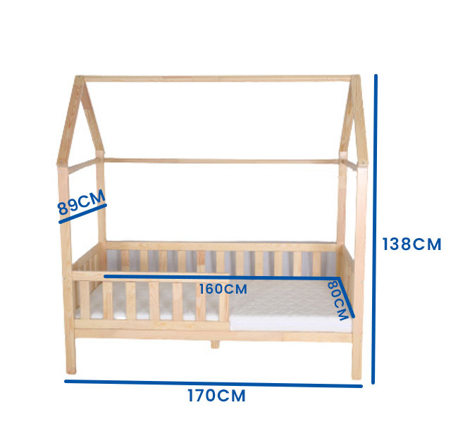 Huisbed 80x160 cm grenen kinderbed met lattenbodem