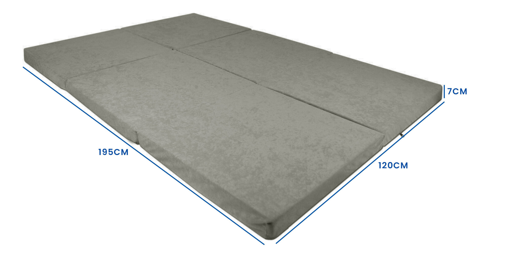 Opvouwbaar 2 persoons matras - wasbare hoes - 195x120x7 cm - grijs