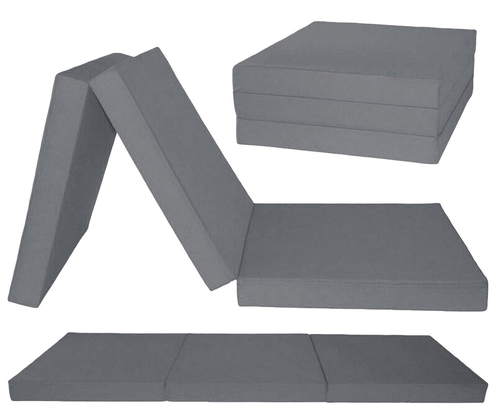 Logeermatras extra dik - grijs - camping matras - reismatras - opvouwbaar matras - 195 x 70 x 15