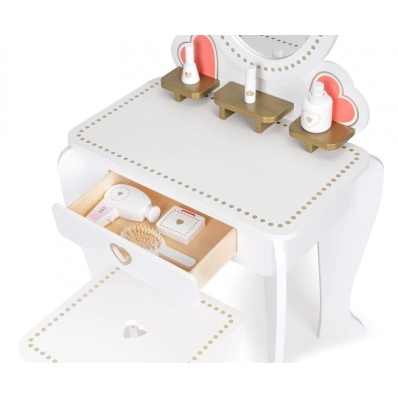 Kinderkaptafel - 91x50x70cm - wit - met spiegel