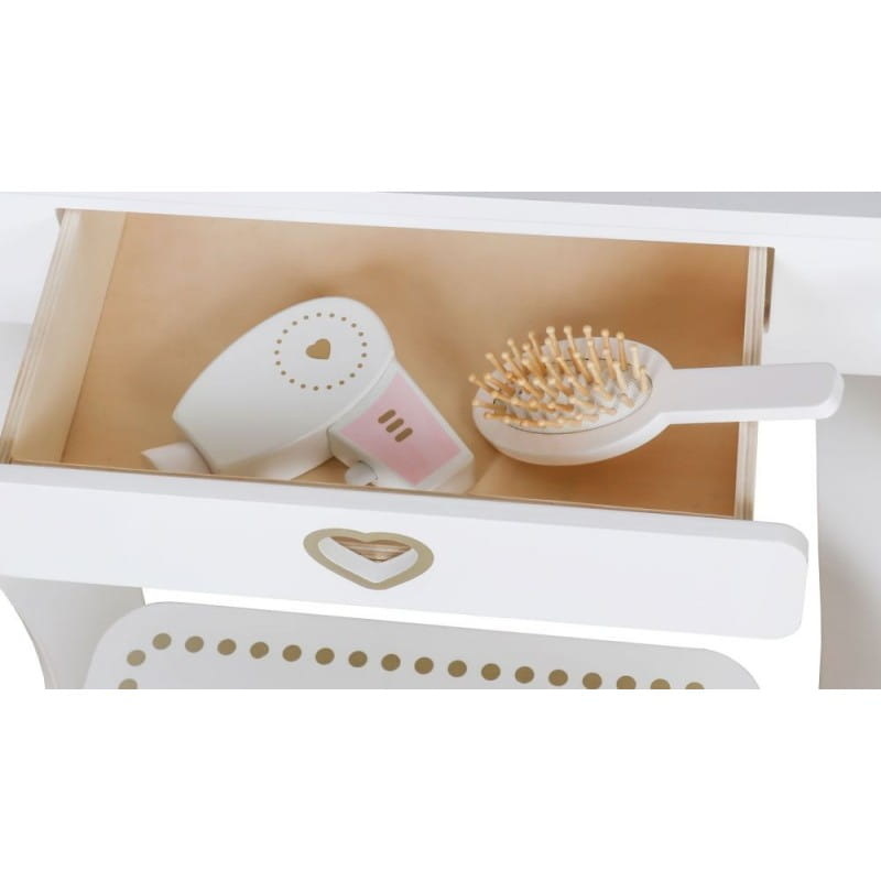 Kinderkaptafel - 91x50x70cm - wit - met spiegel