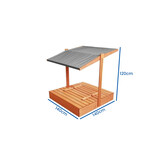 Zandbak - hout - met dak en bankjes - 140x140 cm - grijs