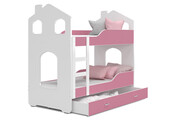 Kinder stapelbed roze - 160 x 80 cm - huisbed inclusief matras