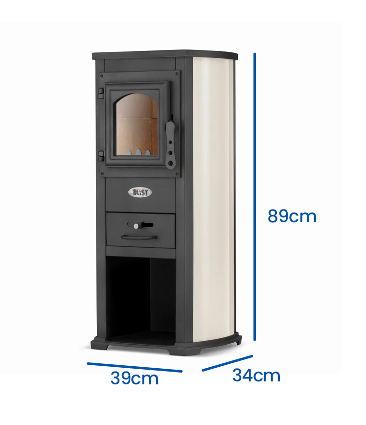 Houtkachel - staal - vrijstaand - 8,5 KW - gietijzer