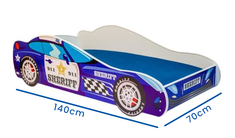 Autobed - Kinderbed - 140x70cm - met matras - paarsblauw