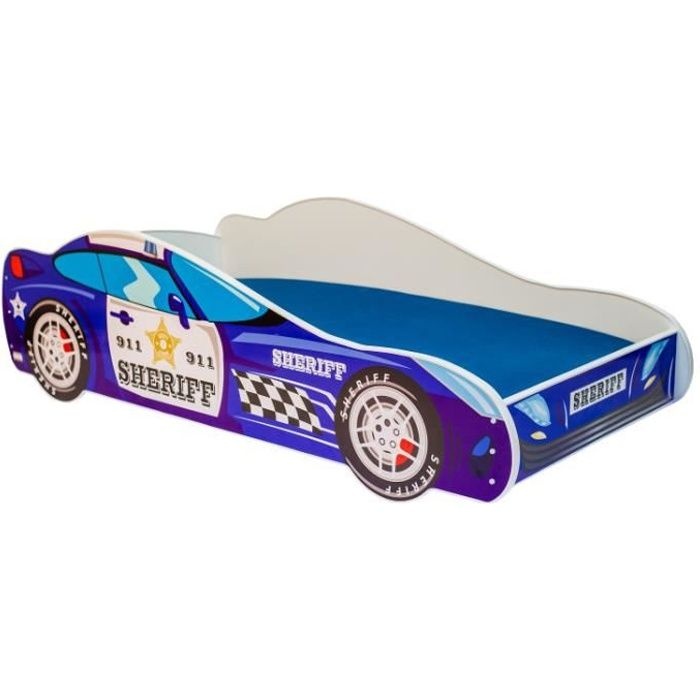 Autobed - Kinderbed - 140x70cm - met matras - paarsblauw