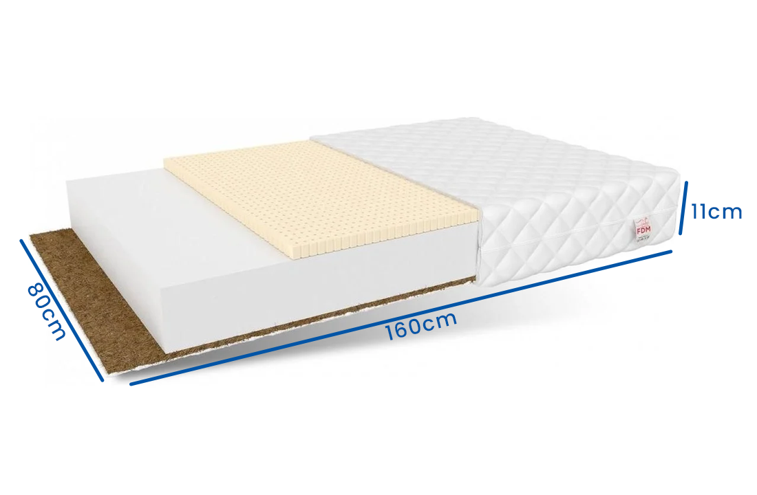 Matras 80x160 - koudschuim - 11cm - kokoslaag - ventilatie latex