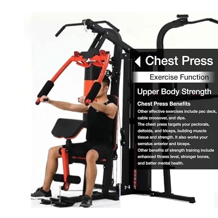 Krachtstation - Home gym - met 80 kg gewicht - en bokszak